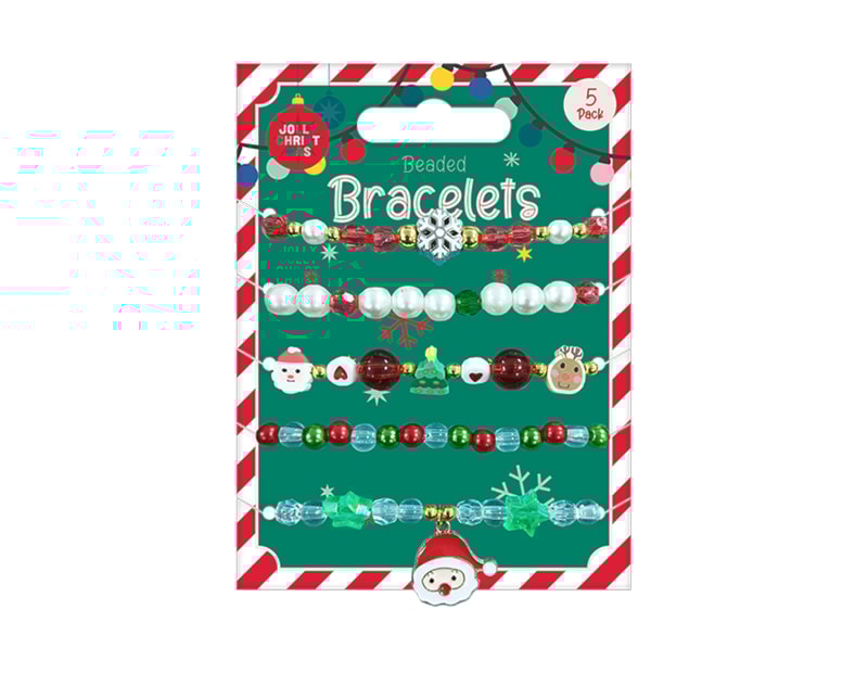 Christmas Beaded Bracelets 5pk