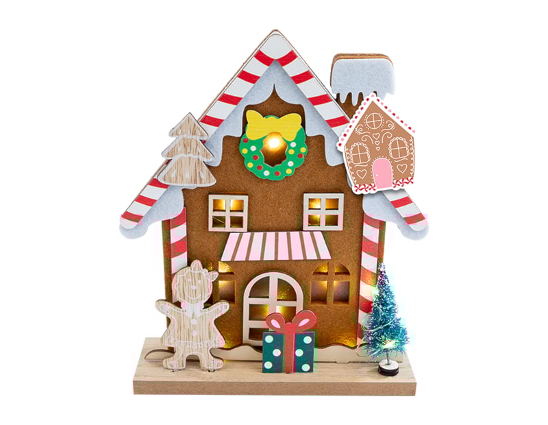 Bulk Buy Gingerbread Wooden Light Up House
