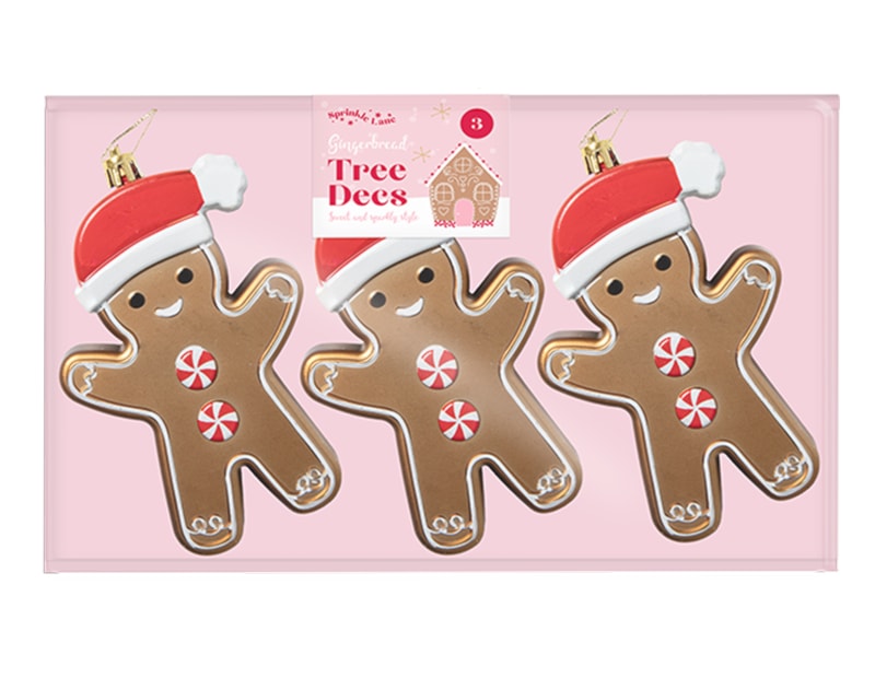 Bulk Buy Gingerbread Tree Decorations 3pk
