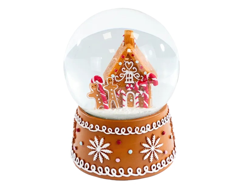 Wholesale Gingerbread Christmas Snow Globe 13cm CDU