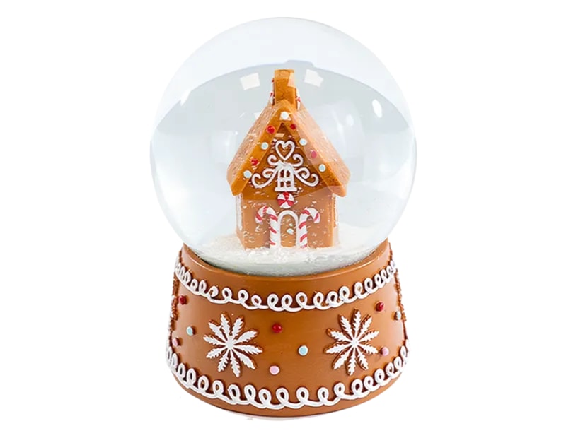 Wholesale Gingerbread Christmas Snow Globe 13cm CDU