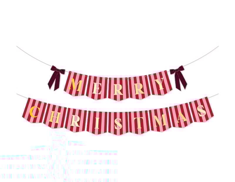 Bulk Buy Merry Christmas Banner with Velvet Bows