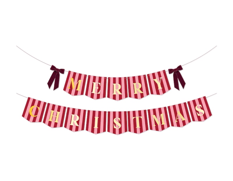Wholesale Merry Christmas Banner with Velvet Bows