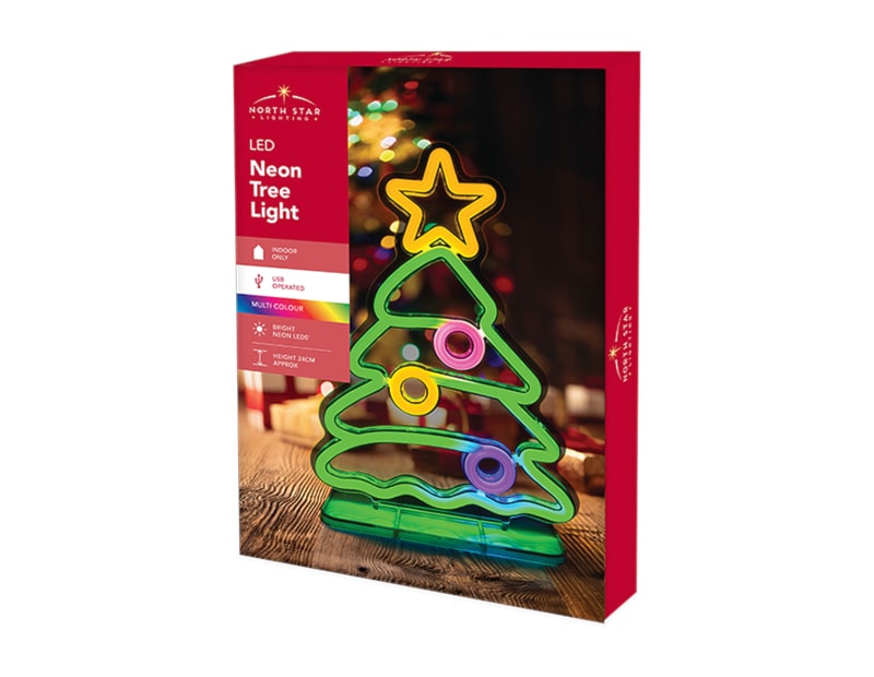 Wholesale LED Christmas Tree Neon Light 24cm CDU Wholesale LED Christmas Tree Neon Light 24cm CDU