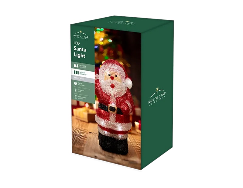 Wholesale LED Battery Operated Bright White Santa Light 29.5cm
