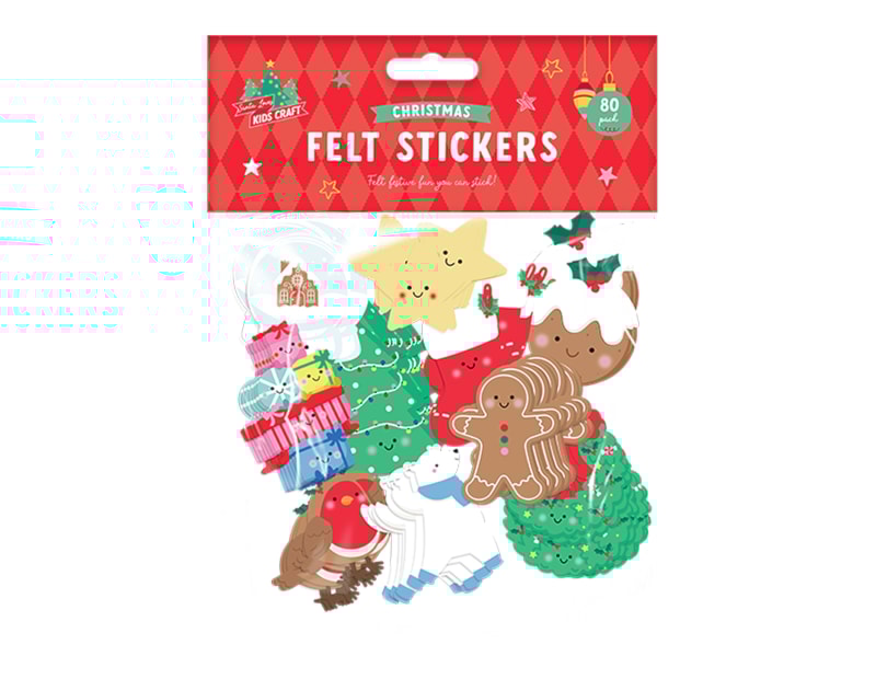 Bulk Buy Christmas Felt Stickers 80pk