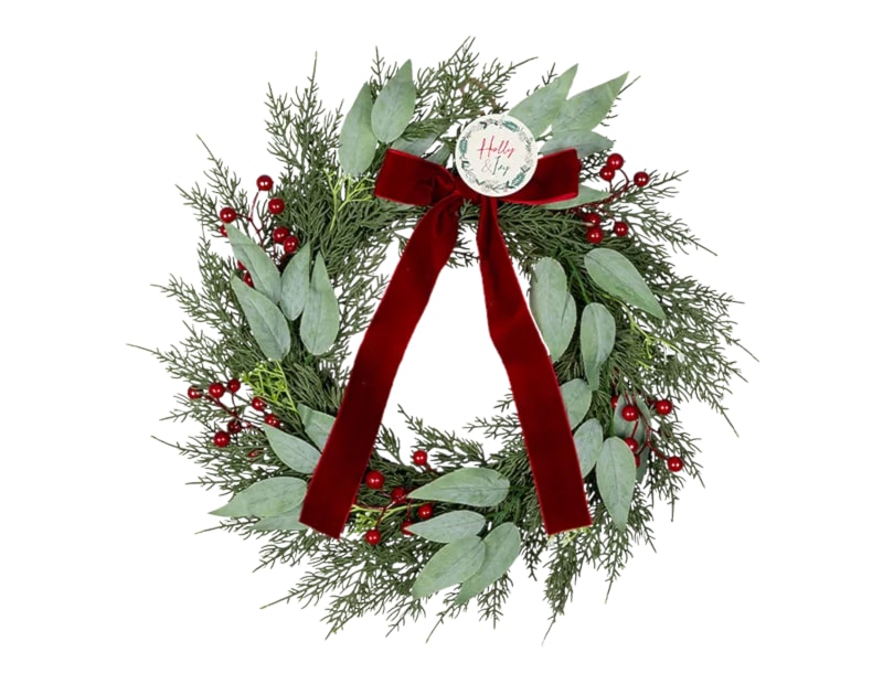 Wholesale Red Berry Bow Wreath 50cm Wholesale Red Berry Bow Wreath 50cm