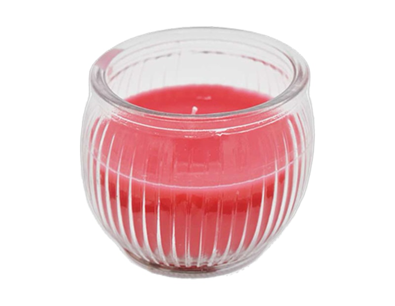 Bulk Buy Christmas Apple and Cinnamon Ribbed Glass Candle 3oz