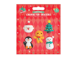 Wholesale Christmas Character Erasers 5pk Wholesale Christmas Character Erasers 5pk