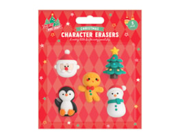 Bulk Buy Christmas Character Erasers 5pk