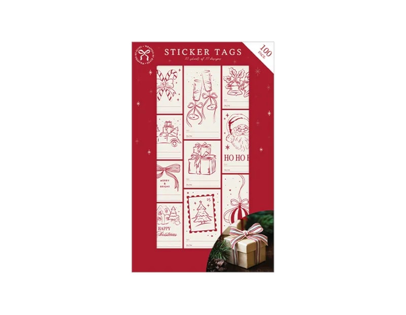 Wholesale Christmas Sticker Tags 100pk