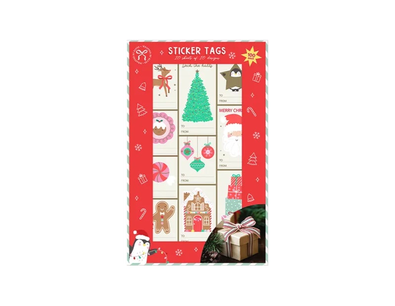Wholesale Christmas Sticker Tags 100pk Wholesale Christmas Sticker Tags 100pk