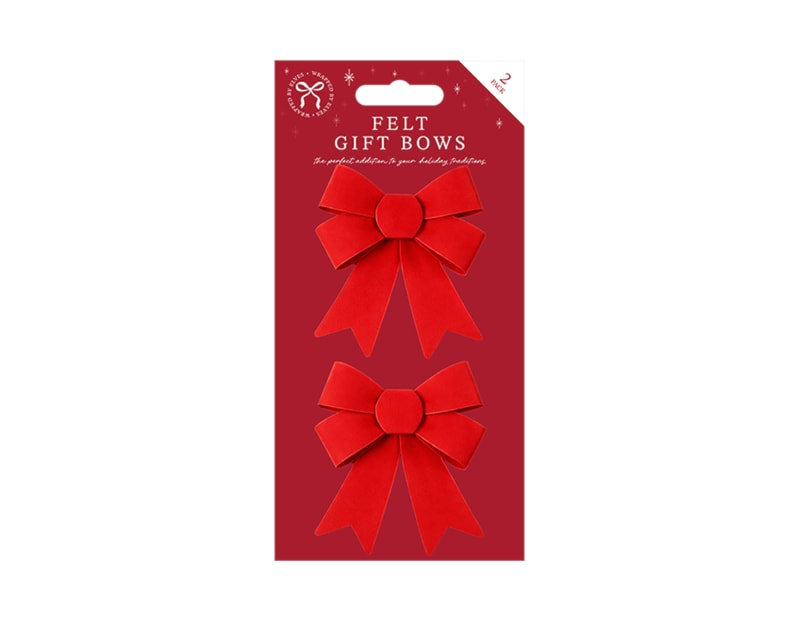 Wholesale Christmas Felt Gift Bows 2pk Bulk Buy Christmas Felt Gift Bows 2pk