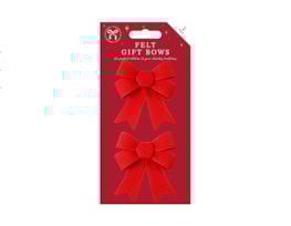Bulk Buy Christmas Felt Gift Bows 2pk