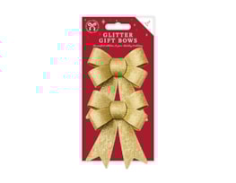 Wholesale Christmas Glitter Gift Bows 2pk Bulk Buy Christmas Glitter Gift Bows 2pk