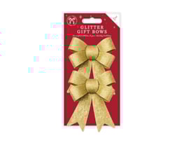 Wholesale Christmas Glitter Gift Bows 2pk