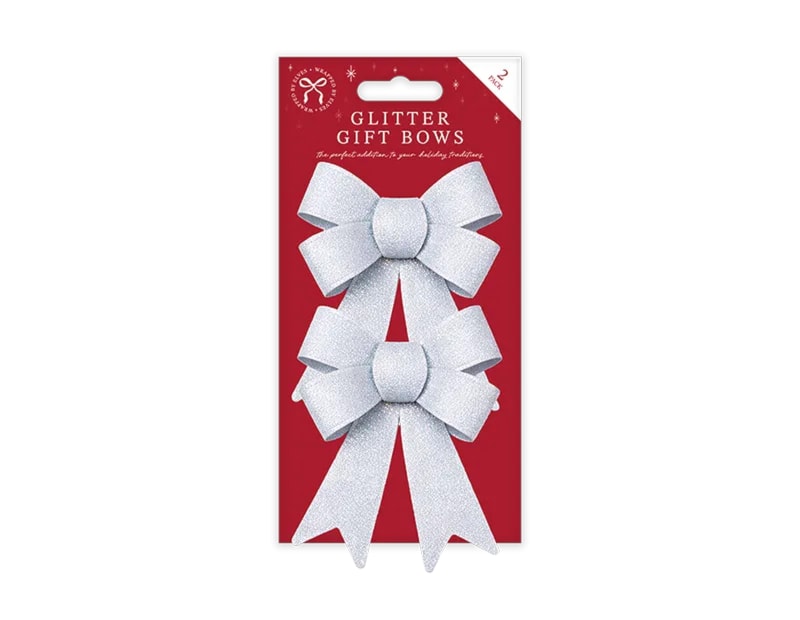 Wholesale Christmas Glitter Gift Bows 2pk Wholesale Christmas Glitter Gift Bows 2pk