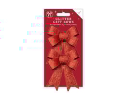 Wholesale Christmas Glitter Gift Bows 2pk
