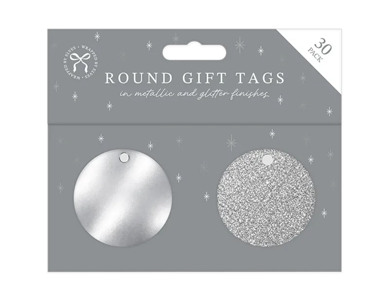 Wholesale Circle Foil & Glitter Gift Tags 30pk