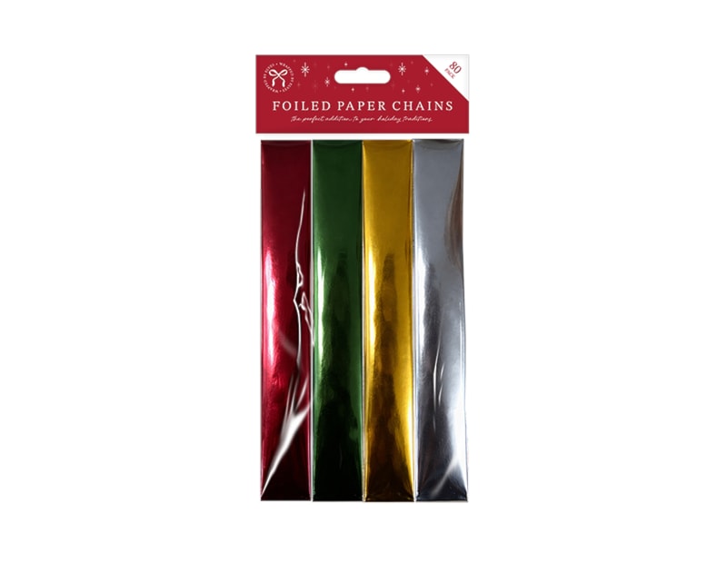 Wholesale Christmas Foiled Paper Chains 80pk Bulk Buy Christmas Foiled Paper Chains 80pk