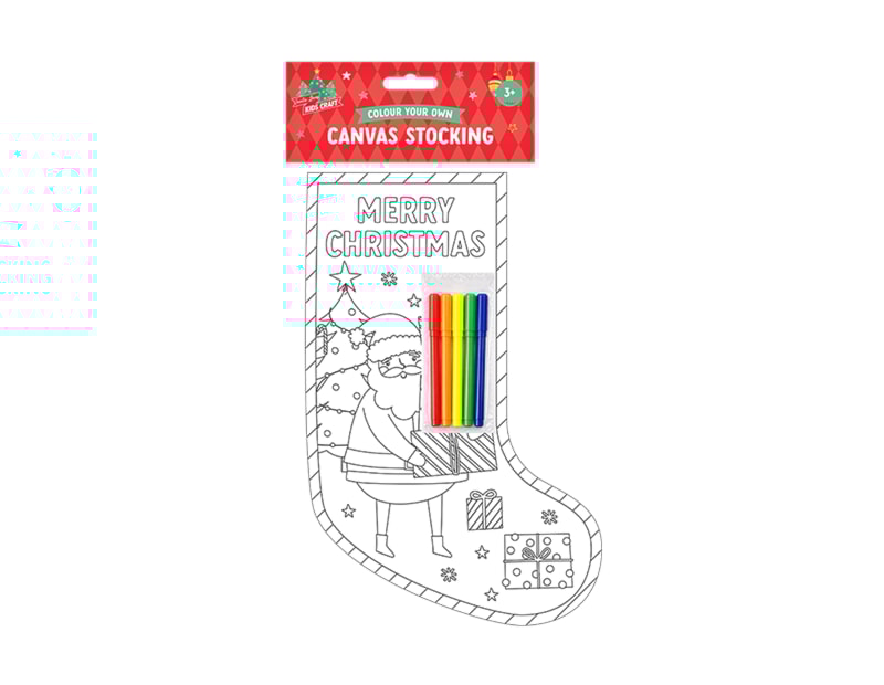 Wholesale Christmas Colour Your Own Canvas Stocking