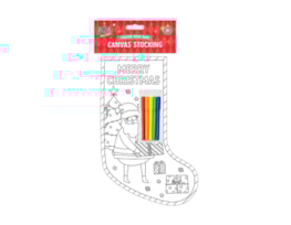 Wholesale Christmas Colour Your Own Canvas Stocking