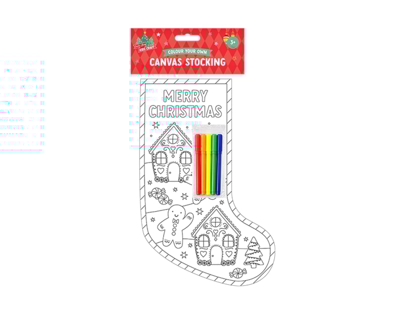 Wholesale Christmas Colour Your Own Canvas Stocking