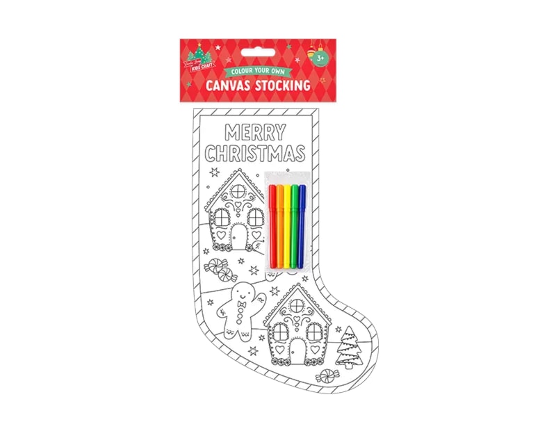 Wholesale Christmas Colour Your Own Canvas Stocking