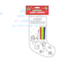 Wholesale Christmas Colour Your Own Canvas Stocking