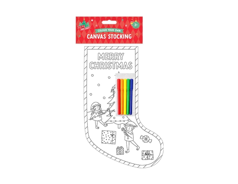 Wholesale Christmas Colour Your Own Canvas Stocking