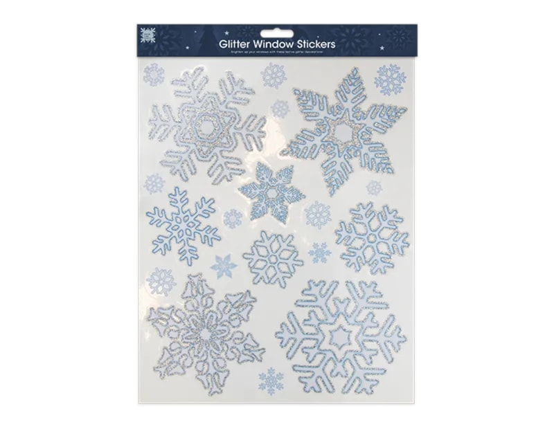 Wholesale Glitter Snowflake Window Stickers | Bulk Buy Christmas Decorations