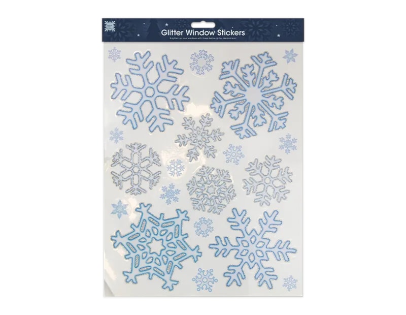 Wholesale Glitter Snowflake Window Stickers | Bulk Buy Christmas Decorations