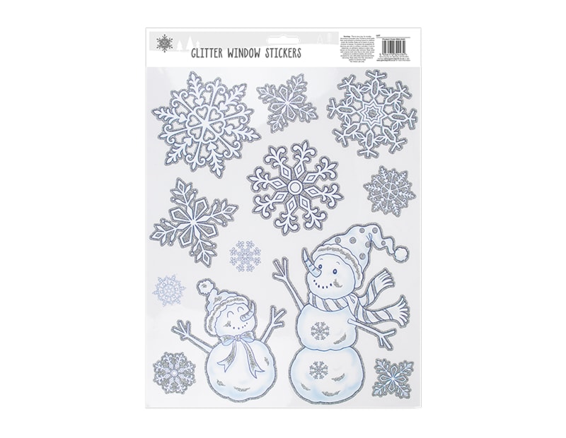Wholesale Glitter Snowflake Scene Window Stickers Bulk Buy Christmas Decorations