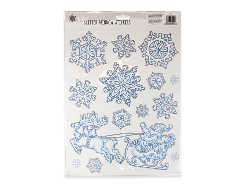 Wholesale Glitter Snowflake Scene Window Stickers xmas christmas decoration wholesale