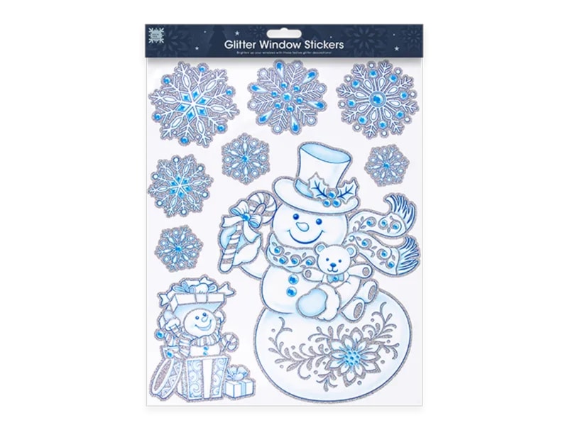 Wholesale Christmas Glitter Window Stickers | Bulk Buy Christmas Decorations