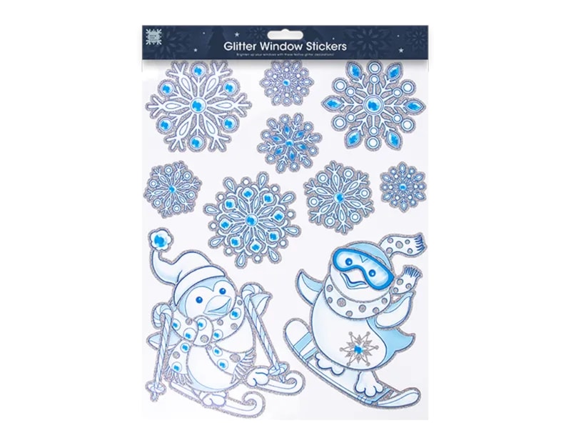 Wholesale Christmas Glitter Window Stickers | Bulk Buy Christmas Decorations