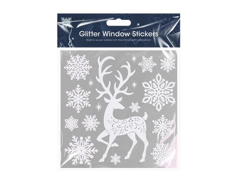 Wholesale Glitter Christmas Window Stickers | Bulk Buy Christmas Decorations