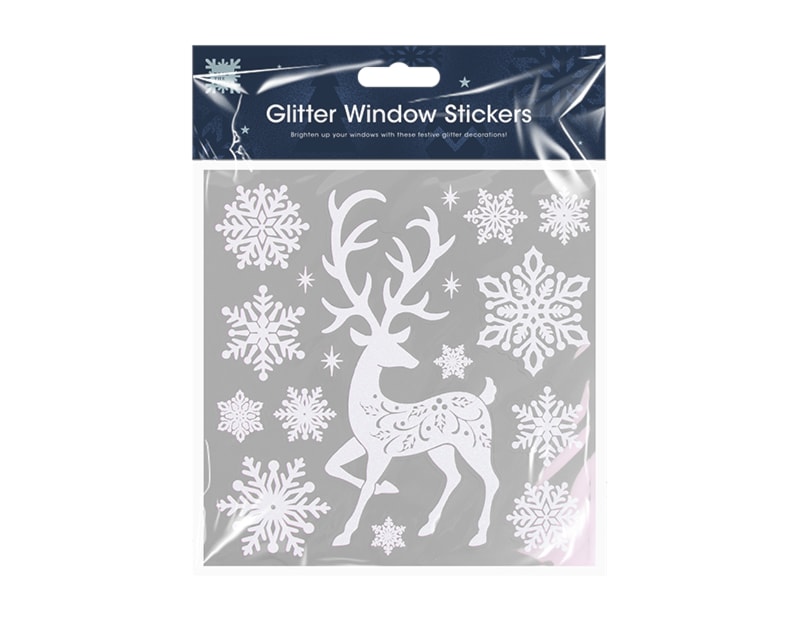 Wholesale Glitter Christmas Window Stickers | Bulk Buy Christmas Decorations