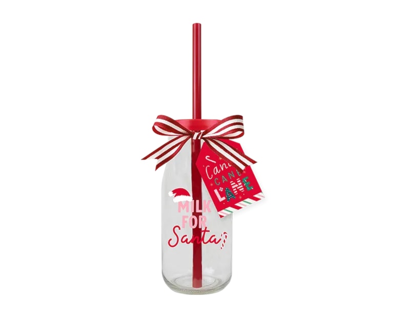 Wholesale Christmas Glass Milk Bottles | Bulk Buy Christmas Homeware