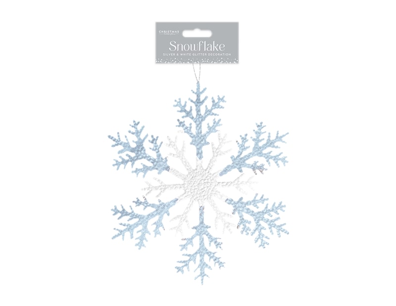 Wholesale Silver & White Acrylic Glitter Snowflake Wholesale Silver & White Acrylic Glitter Snowflake