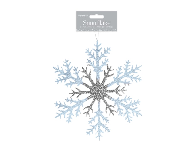 Wholesale Silver & White Acrylic Glitter Snowflake Wholesale Silver & White Acrylic Glitter Snowflake