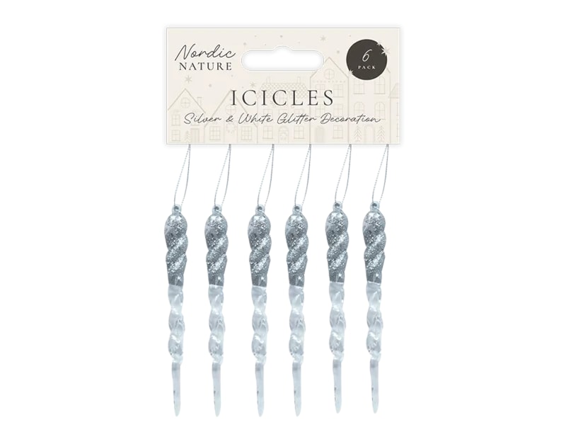 Wholesale Silver & White Acrylic Glitter Icicles