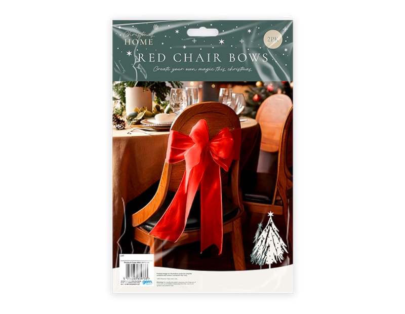 Wholesale Christmas Chair Bows | Bulk Buy Christmas Homeware Wholesale Christmas Chair Bows | Bulk Buy Christmas Homeware
