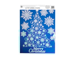 Wholesale Xmas White Glitter Window Stickers | Bulk Buy Christmas Decorations Bulk Buy Christmas Decorations