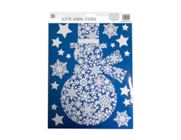 Wholesale Xmas White Glitter Window Stickers | Bulk Buy Christmas Decorations wholesale christmas window stickers