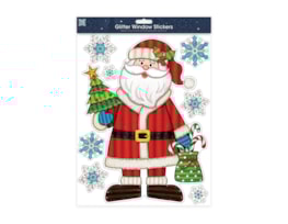 Wholesale Xmas Figures Glitter Finish Window Stickers | Bulk Buy Christmasa
