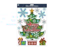 Wholesale Xmas Figures Glitter Finish Window Stickers | Bulk Buy Christmasa