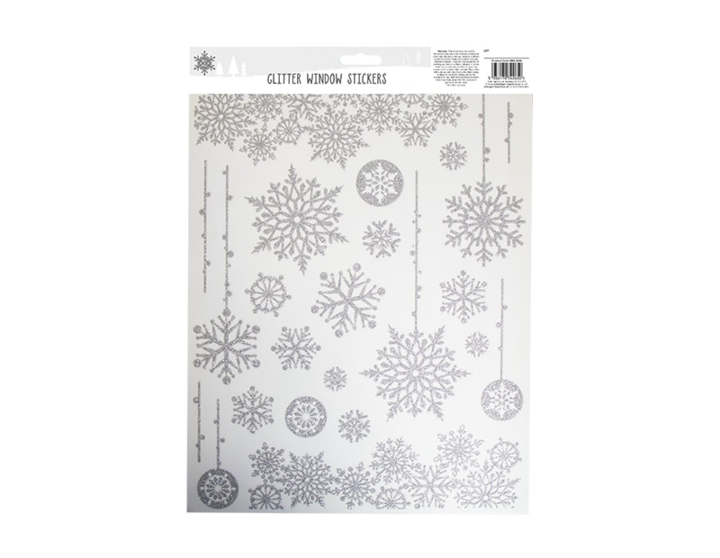 Wholesale Xmas Silver Glitter Window Stickers | Bulk Buy Christmas Decorations wholesale christmas window stickers