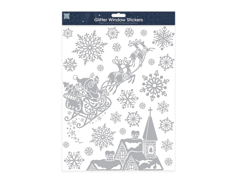 Wholesale Xmas Silver Glitter Window Stickers | Bulk Buy Christmas Decorations Wholesale Xmas Silver Glitter Window Stickers | Bulk Buy Christmas Decorations