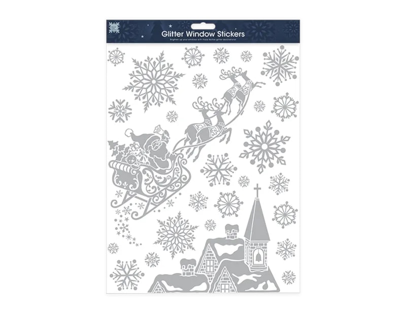 Wholesale Xmas Silver Glitter Window Stickers | Bulk Buy Christmas Decorations Wholesale Xmas Silver Glitter Window Stickers | Bulk Buy Christmas Decorations